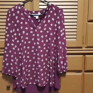 Purple 3/4 sleeve Market and Spruce M Tunic Top
